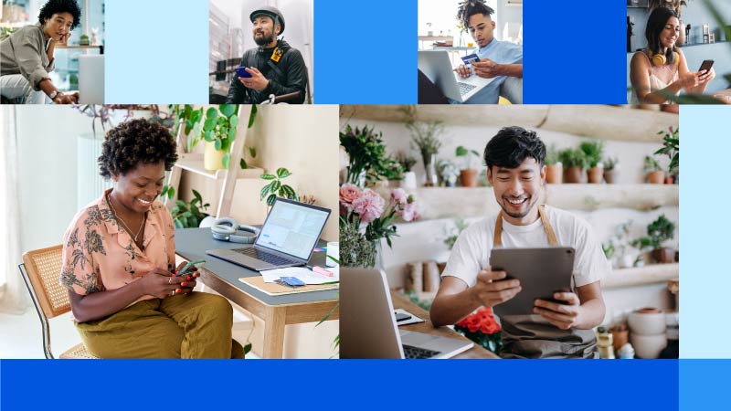 collage of people using devices