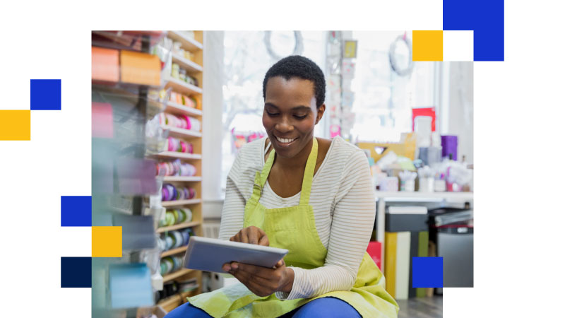 shop owner using tablet